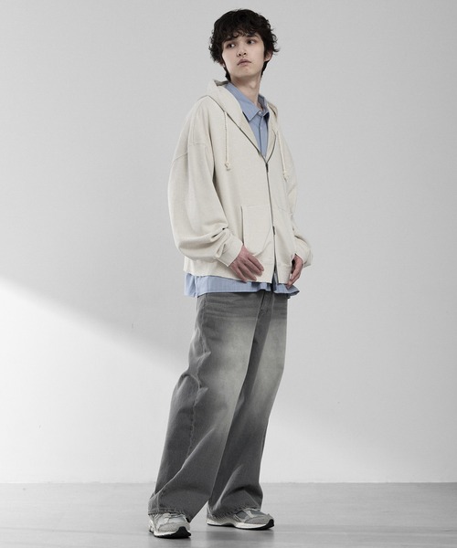 RUUBON（ルーボン）の「【RUUBON】heavy weight cotton full zip hoodie / ヘビーウェイトコットンフルジップーディ（パーカー・メンズ・チャコールグレー/ライトベージュ/ブラック・S/M/L）」の19枚目の写真