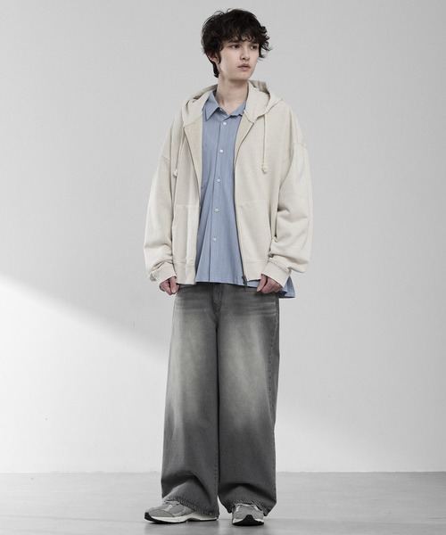 RUUBON（ルーボン）の「【RUUBON】heavy weight cotton full zip hoodie / ヘビーウェイトコットンフルジップーディ（パーカー・メンズ・チャコールグレー/ライトベージュ/ブラック・S/M/L）」の20枚目の写真