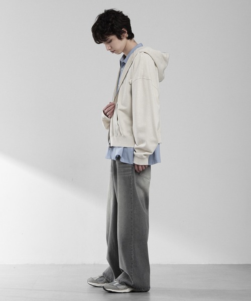 RUUBON（ルーボン）の「【RUUBON】heavy weight cotton full zip hoodie / ヘビーウェイトコットンフルジップーディ（パーカー・メンズ・チャコールグレー/ライトベージュ/ブラック・S/M/L）」の21枚目の写真