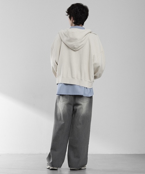 RUUBON（ルーボン）の「【RUUBON】heavy weight cotton full zip hoodie / ヘビーウェイトコットンフルジップーディ（パーカー・メンズ・チャコールグレー/ライトベージュ/ブラック・S/M/L）」の22枚目の写真