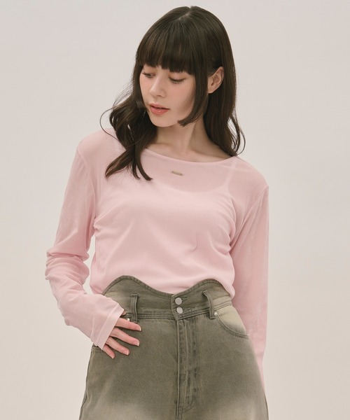 メル25773 sheer velours tops / シアーベロアトップス（Tシャツ