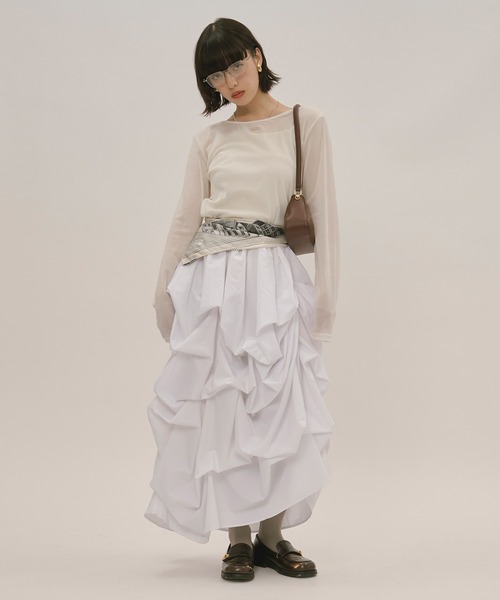 loin nuit（ロワンニュイ）の「velours long sleeve tops / ベロアロングスリーブトップス（Tシャツ/カットソー・レディース・グレー/アイボリー/ピンク/ブラック/ボルドー/ブラウン・FREE）」の17枚目の写真