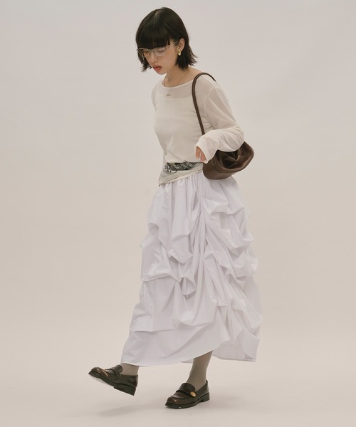 loin nuit（ロワンニュイ）の「velours long sleeve tops / ベロアロングスリーブトップス（Tシャツ/カットソー・レディース・グレー/アイボリー/ピンク/ブラック/ボルドー/ブラウン・FREE）」の18枚目の写真