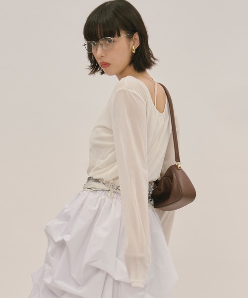 loin nuit（ロワンニュイ）の「velours long sleeve tops / ベロアロングスリーブトップス（Tシャツ/カットソー・レディース・グレー/アイボリー/ピンク/ブラック/ボルドー/ブラウン・FREE）」の22枚目の写真