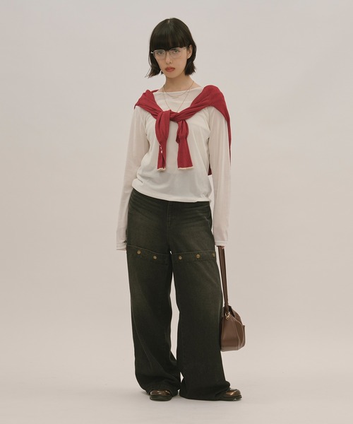 トップス musubore sheer velours henry tops musubore sheer velours henry tops