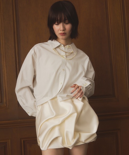 EIMY ISTOIRE（エイミーイストワール）の「ドレープバルーンミニスカート（スカート・レディース・ホワイト/ブラック・S/M）」の7枚目の写真