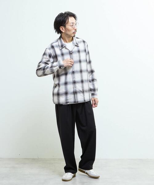 MEN'S MELROSE（メンズメルローズ）の「オンブレチェックオープンカラーシャツ（シャツ/ブラウス・メンズ・ライトグレー/レッド・2/4/3）」の19枚目の写真