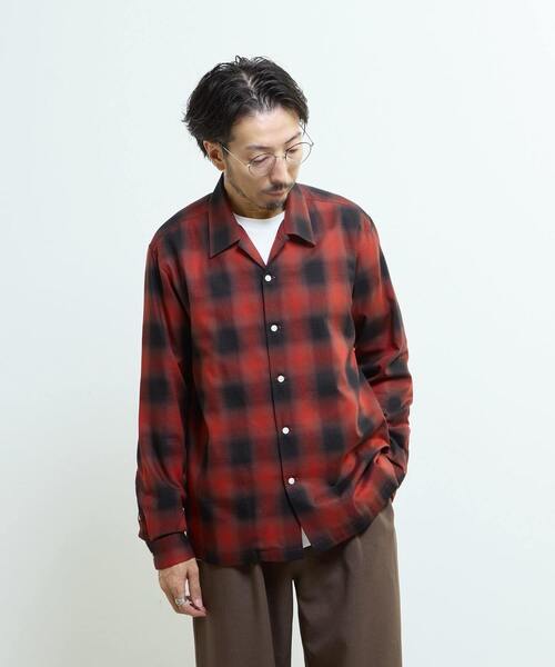MEN'S MELROSE（メンズメルローズ）の「オンブレチェックオープンカラーシャツ（シャツ/ブラウス・メンズ・ライトグレー/レッド・2/4/3）」の22枚目の写真