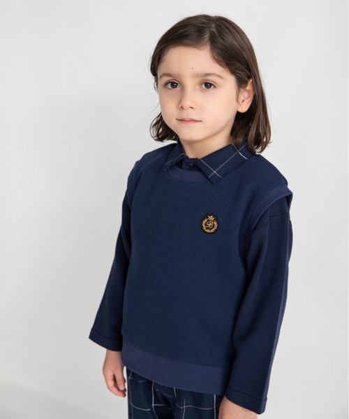 BRANSHES（ブランシェス）の「【おそろい】ニットソーベスト（ベスト・キッズ・ベージュ/ネイビー・L/M/S/XL）」の2枚目の写真