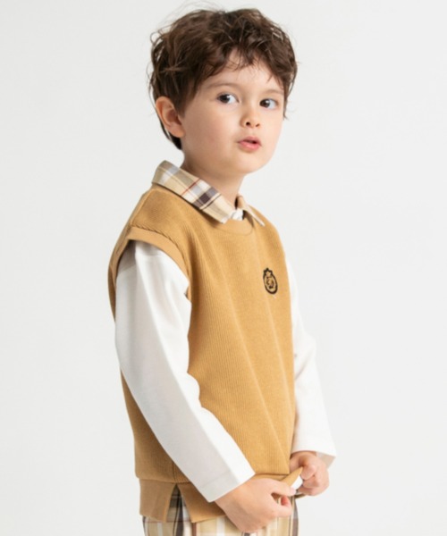 BRANSHES（ブランシェス）の「【おそろい】ニットソーベスト（ベスト・キッズ・ベージュ/ネイビー・L/M/S/XL）」の11枚目の写真