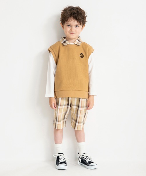 BRANSHES（ブランシェス）の「【おそろい】ニットソーベスト（ベスト・キッズ・ベージュ/ネイビー・L/M/S/XL）」の9枚目の写真