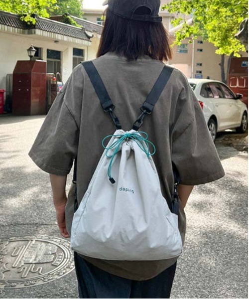 WEGO(ウィゴー)の「WEGO/カラーロゴナップサック(内ポケット付き)(バックパック/リュック・レディース・グレー/ピンク・FREE)」の6枚目の写真