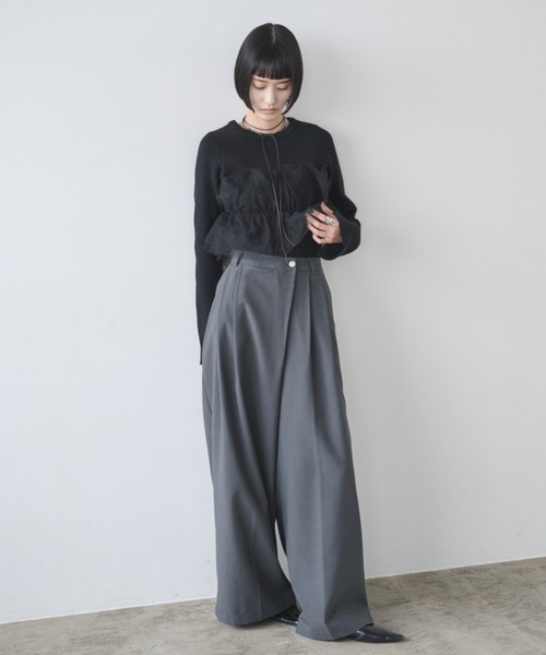 AIC.(エーアイシー)の「アシンメトリーラップワイドパンツ(その他パンツ・レディース・ブラック/チャコールグレー・FREE)」の20枚目の写真