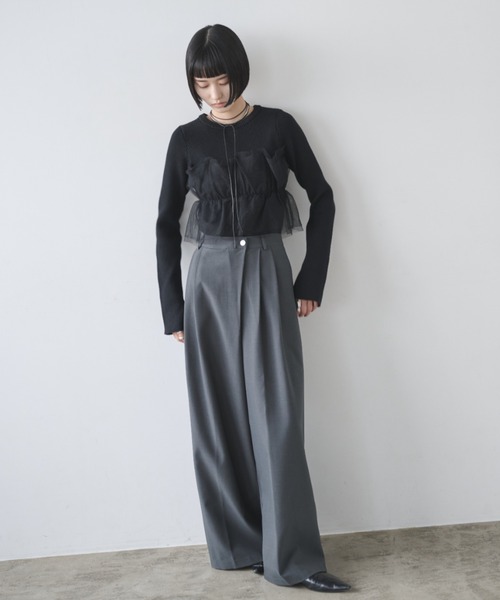 AIC.(エーアイシー)の「アシンメトリーラップワイドパンツ(その他パンツ・レディース・ブラック/チャコールグレー・FREE)」の18枚目の写真