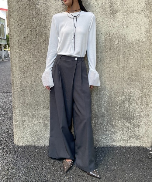 AIC.(エーアイシー)の「アシンメトリーラップワイドパンツ(その他パンツ・レディース・ブラック/チャコールグレー・FREE)」の12枚目の写真