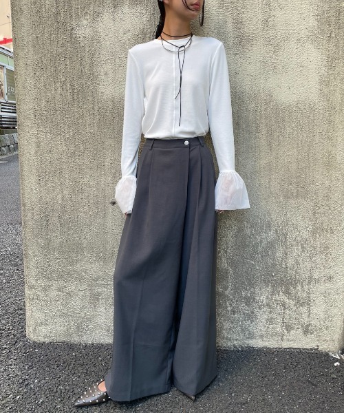 AIC.(エーアイシー)の「アシンメトリーラップワイドパンツ(その他パンツ・レディース・ブラック/チャコールグレー・FREE)」の11枚目の写真