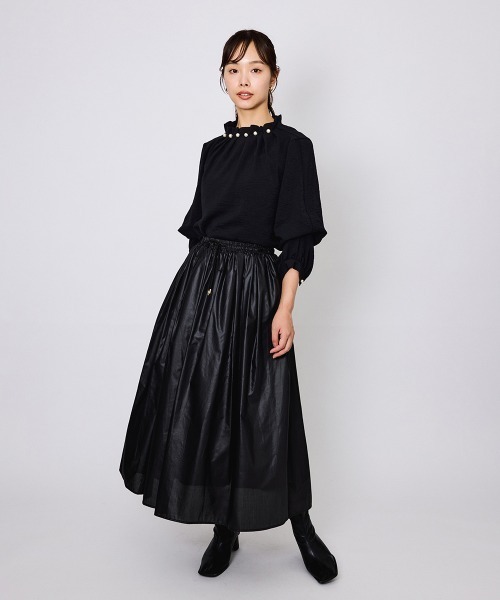 QUEENS COURT(クイーンズコート)の「シアーレザーチョウフレアスカート≪手洗い可能≫(スカート・レディース・ブラック/ブラウン・M)」の12枚目の写真