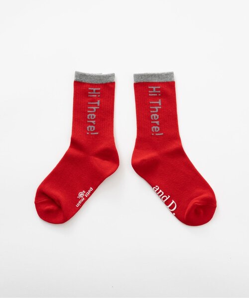and D. petit main(アンドディープティマイン)の「【365D.】バイカラーロゴソックス/靴下(ソックス/靴下・キッズ・レッド/グレー/ブラック/ホワイト/キャメル/ターコイズブルー・S/M/L)」の6枚目の写真