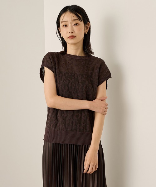 ketty（ケティ）の「シアーレオパードジャガードニット≪手洗い可能≫（ニット/セーター・レディース・ブラック/ブラウン/オフホワイト・M）」の3枚目の写真