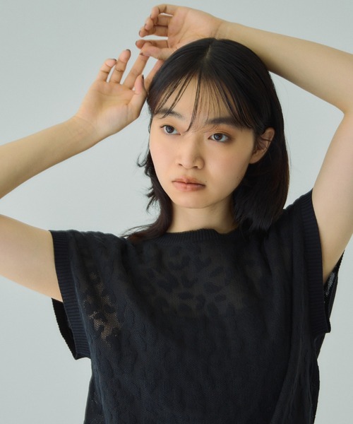 ketty（ケティ）の「シアーレオパードジャガードニット≪手洗い可能≫（ニット/セーター・レディース・ブラック/ブラウン/オフホワイト・M）」の9枚目の写真