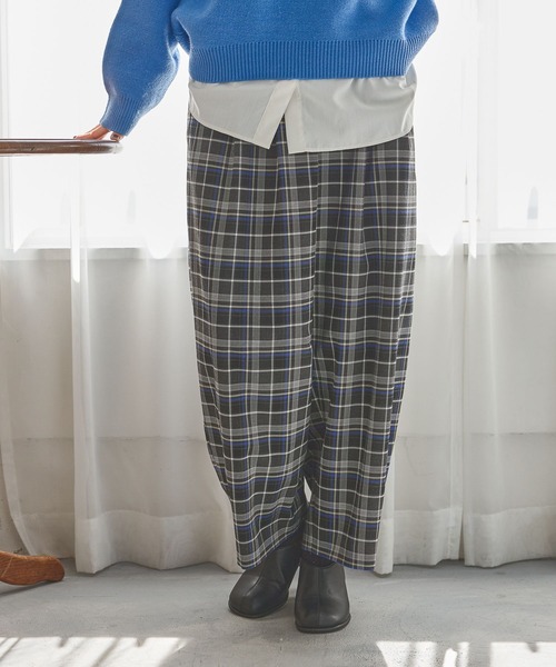 ツイルチェックタックパンツ（その他パンツ）｜niko and