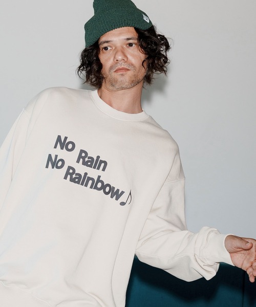 No Rain No Rainbow(ノーレインノーレインボー)の「msw1749-logo print pigment trainer トレーナー(NR25W-19)(スウェット・メンズ・ブラック/ネイビー/ナチュラル・S/M/L/XL)」の3枚目の写真