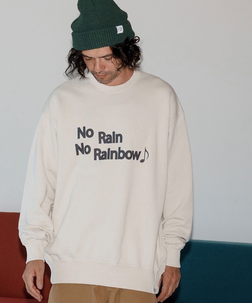 No Rain No Rainbow(ノーレインノーレインボー)の「msw1749-logo print pigment trainer トレーナー(NR25W-19)(スウェット・メンズ・ブラック/ネイビー/ナチュラル・S/M/L/XL)」の4枚目の写真