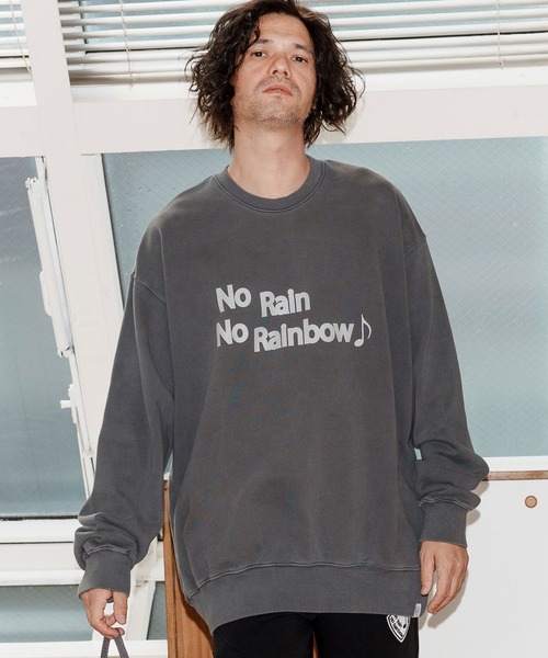 No Rain No Rainbow(ノーレインノーレインボー)の「msw1749-logo print pigment trainer トレーナー(NR25W-19)(スウェット・メンズ・ブラック/ネイビー/ナチュラル・S/M/L/XL)」の16枚目の写真