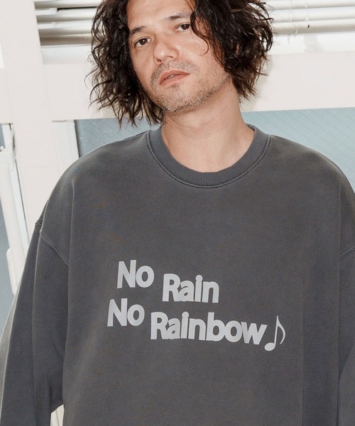 No Rain No Rainbow(ノーレインノーレインボー)の「msw1749-logo print pigment trainer トレーナー(NR25W-19)(スウェット・メンズ・ブラック/ネイビー/ナチュラル・S/M/L/XL)」の17枚目の写真