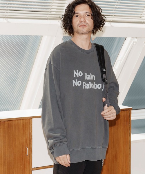 No Rain No Rainbow(ノーレインノーレインボー)の「msw1749-logo print pigment trainer トレーナー(NR25W-19)(スウェット・メンズ・ブラック/ネイビー/ナチュラル・S/M/L/XL)」の18枚目の写真