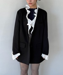 【SANSeLF】 フリルカラージャケット テーラードシルエット saw25a035