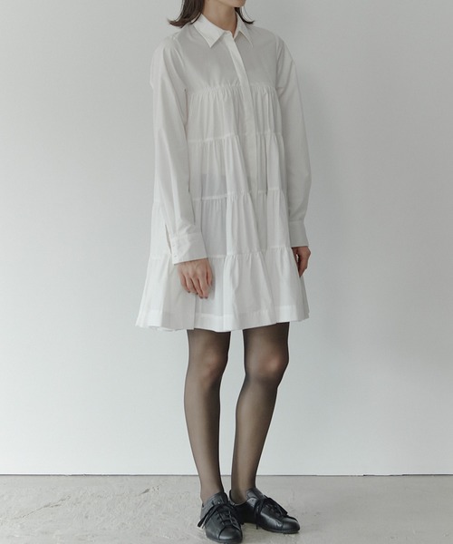 LE CIEL BLEU(ルシェルブルー)の「ドラマティックギャザードシャツドレス / Dramatic Gathered Shirt Dress(ワンピース・レディース・ブラック/オフホワイト・36/38)」の7枚目の写真
