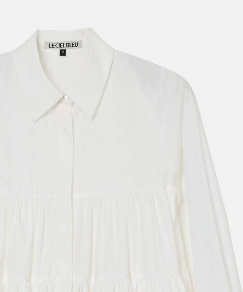 LE CIEL BLEU(ルシェルブルー)の「ドラマティックギャザードシャツドレス / Dramatic Gathered Shirt Dress(ワンピース・レディース・ブラック/オフホワイト・36/38)」の9枚目の写真