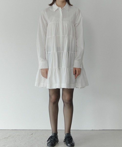 LE CIEL BLEU(ルシェルブルー)の「ドラマティックギャザードシャツドレス / Dramatic Gathered Shirt Dress(ワンピース・レディース・ブラック/オフホワイト・36/38)」の5枚目の写真