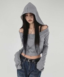 neith. ダークグレー オフショルダー フード付き トップス オフショルダー」に該当するパーカーファッション通販 - ZOZOTOWN
