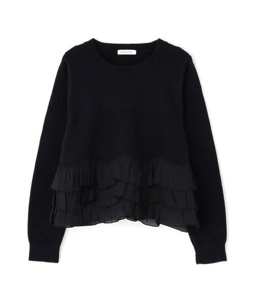 NATURAL BEAUTY BASIC（ナチュラルビューティーベーシック）の「◇ヘムフリルドッキングニット（ニット/セーター・レディース・ブラック/ベージュ/オフホワイト・FREE）」の5枚目の写真