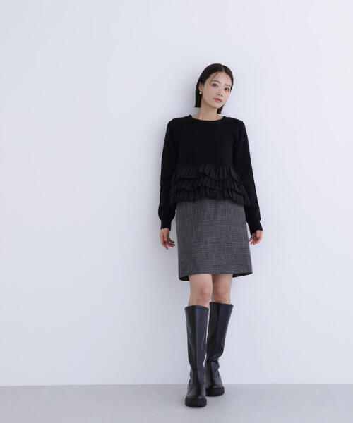 NATURAL BEAUTY BASIC（ナチュラルビューティーベーシック）の「◇ヘムフリルドッキングニット（ニット/セーター・レディース・ブラック/ベージュ/オフホワイト・FREE）」の15枚目の写真