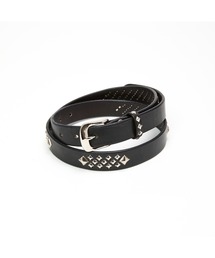 STUDS LEATHER NARROW LONG BELT