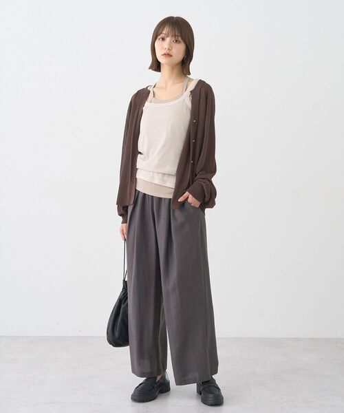 earth music&ecology（アースミュージックアンドエコロジー）の「配色レイヤードタンクトップ（タンクトップ・レディース・ブラウン/グレイッシュベージュ/ブラック・FREE）」の6枚目の写真