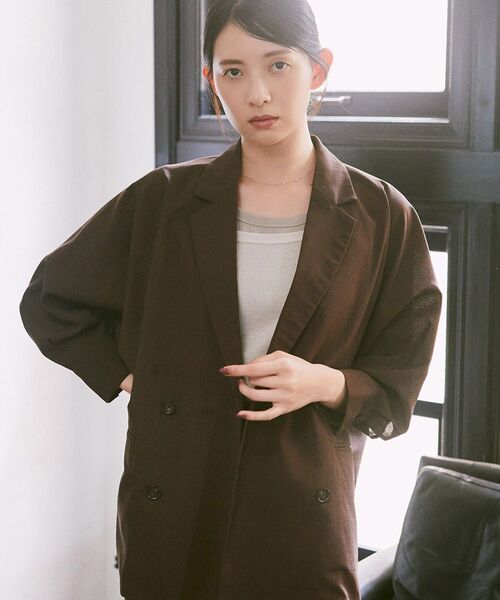 earth music&ecology（アースミュージックアンドエコロジー）の「配色レイヤードタンクトップ（タンクトップ・レディース・ブラウン/グレイッシュベージュ/ブラック・FREE）」の10枚目の写真