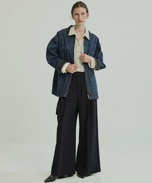 PUBLIC TOKYO(パブリックトウキョウ)の「ジップカバーオールブルゾン(ブルゾン・レディース・ブルー/ブラウン・FREE)」の4枚目の写真