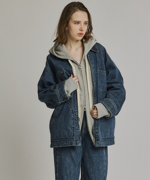 PUBLIC TOKYO(パブリックトウキョウ)の「ジップカバーオールブルゾン(ブルゾン・レディース・ブルー/ブラウン・FREE)」の6枚目の写真