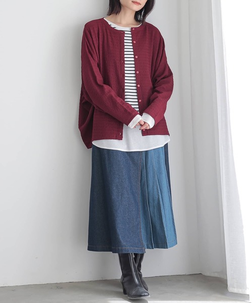 n'OrLABEL（ノアールレーベル）の「『配色アシメプリーツデニムスカート』（デニムスカート・レディース・ブルー/ブラック・1/2）」の10枚目の写真