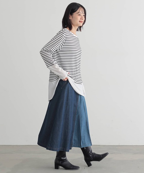 n'OrLABEL（ノアールレーベル）の「『配色アシメプリーツデニムスカート』（デニムスカート・レディース・ブルー/ブラック・1/2）」の14枚目の写真