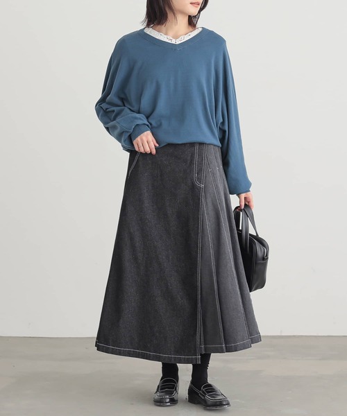 n'OrLABEL（ノアールレーベル）の「『配色アシメプリーツデニムスカート』（デニムスカート・レディース・ブルー/ブラック・1/2）」の19枚目の写真