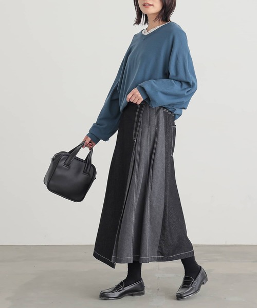 n'OrLABEL（ノアールレーベル）の「『配色アシメプリーツデニムスカート』（デニムスカート・レディース・ブルー/ブラック・1/2）」の18枚目の写真