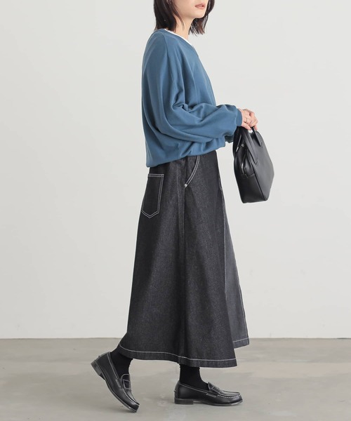 n'OrLABEL（ノアールレーベル）の「『配色アシメプリーツデニムスカート』（デニムスカート・レディース・ブルー/ブラック・1/2）」の22枚目の写真
