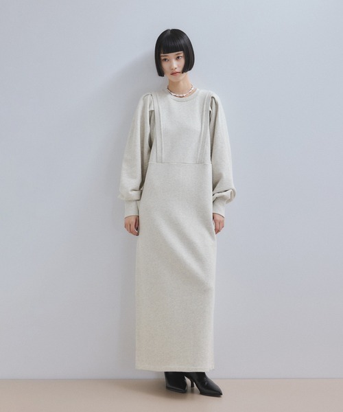 WEB完売商品！バルーンスリーブスウェットワンピース WEB限定】・【サステナブル】バルーンスリーブスウェットワンピース