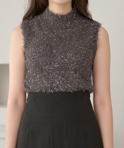 drawer ラメシャギーニットノースリーブワンピース ドゥロワー スカート drawer ラメシャギーニットノースリーブワンピース ドゥロワー