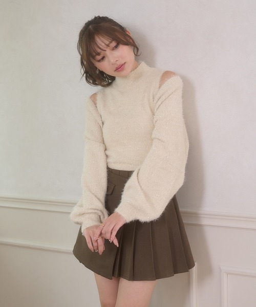 セール】glitter shaggy bolero & sleeveless knit set /ラメシャギー